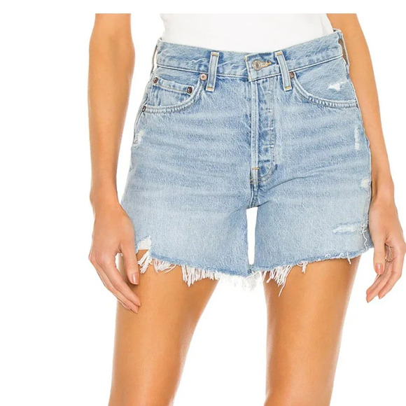 Agolde Pants - Agolde Parker Denim Jean Shorts Cut Off Distressed High Rise Blue Womens 31 Long